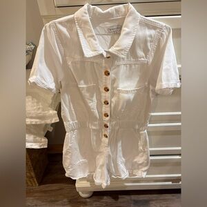 Gianni Bini Classic White Collared Romper